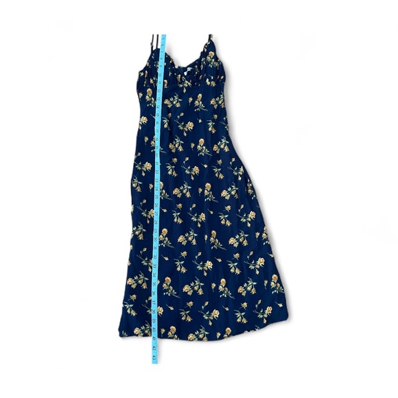 REFORMATION Navy Blue Fawn Floral MIDI Slip Dress Sz 2 EUC - Picture 6 of 9